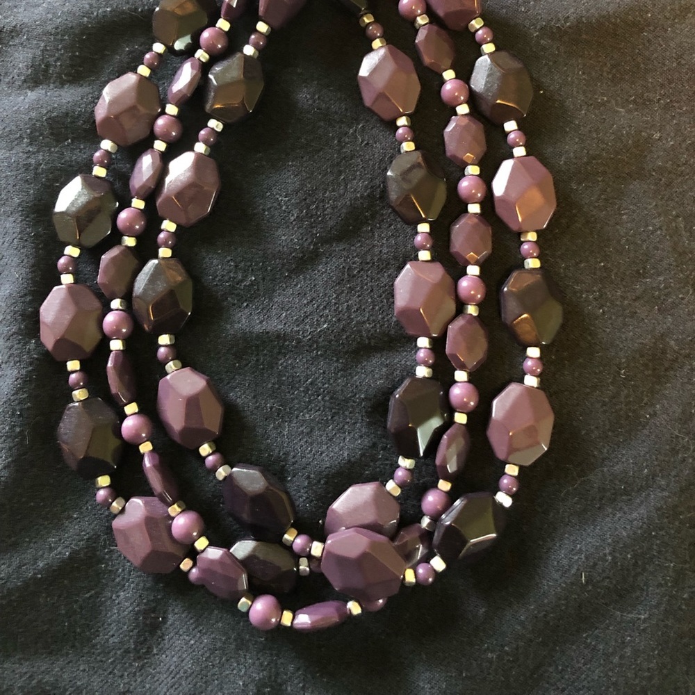 Purple and gray beaded necklace